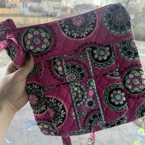 Vera Bradley Cupcakes Hot Pink Shoulder Quilted Crossbody Handbag Purse Retired